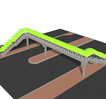 现代人行天桥草图大师模型，人行天桥sketchup模型免费下载