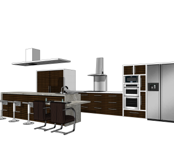 现代橱柜sketchup模型，厨房柜草图大师模型下载