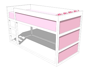 高低床铺草图大师模型，儿童床SU模型下载