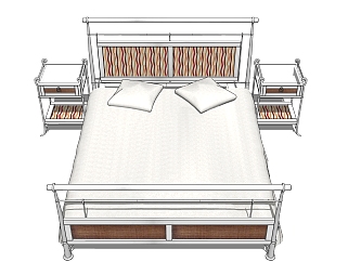 欧式双人床草图大师模型，双人床SKP模型下载