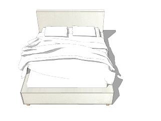 现代简约双人床草图模型，双人床草图模型sketchup下载