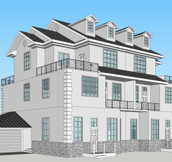 现代独栋别墅su模型下载，别墅草图大师模型分享