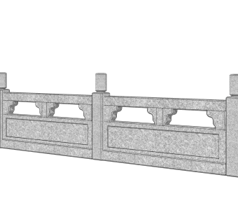 中式石材护栏免费su模型，栏杆sketchup模型下载