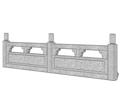 中式石材护栏免费su模型，栏杆sketchup模型下载