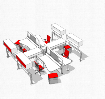 办工桌草图大师模型，办工桌sketchup模型，办工桌su素材下载