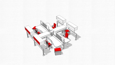 办工桌草图大师模型，办工桌sketchup模型，办工桌su素材下载