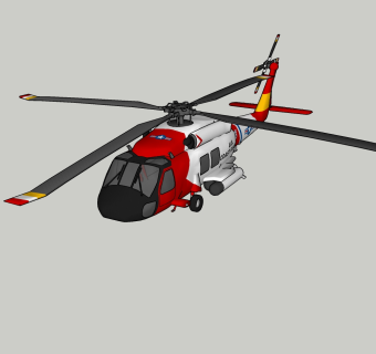 现代军用直升机草图大师模型，直升机sketchup模型