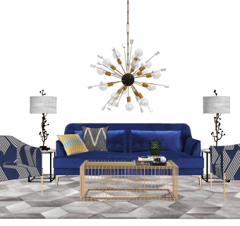 轻奢客厅软装su模型，客厅沙发桌椅组合草图大师模型下载