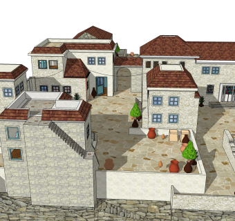 欧式别墅SU模型，别墅SKP模型下载