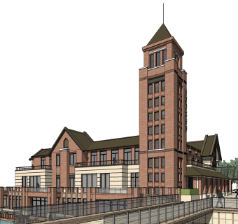 欧式酒店草图大师模型，酒店sketchup模型免费下载