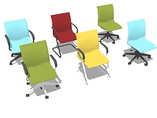 现代简约办公椅组合skb文件，办公椅su模型下载