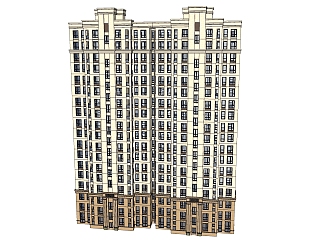欧式高层公寓楼草图大师模型，公寓楼su模型下载