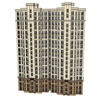 欧式高层公寓楼草图大师模型，公寓楼su模型下载