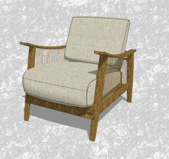 现代布艺椅子su模型，休闲椅草图大师模型下载