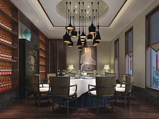 .[郑州]中式五星级酒店餐厅室内空间施工图，酒店餐厅cad设计图施工图纸下载