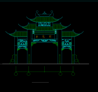 古典牌楼施工图，牌楼CAD建筑图纸下载
