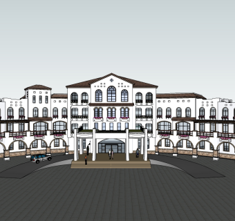 欧式酒店草图大师模型下载、欧式酒店su模型下载