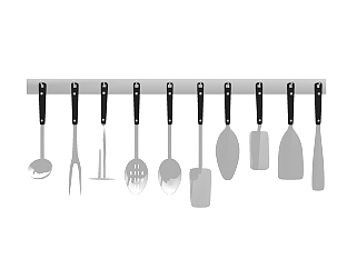  现代厨具草图大师模型，勺子组合SU模型下载