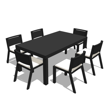 现代实木餐桌椅skp模型，家庭用餐桌su模型下载