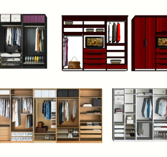 现代实木衣柜草图大师模型，衣柜sketchup模型下载