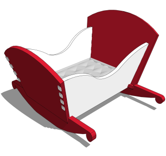 欧式婴儿床草图大师模型，婴儿床skb文件下载