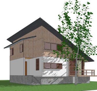 现代独栋别墅草图大师模型下载，别墅外观sketchup模型分享