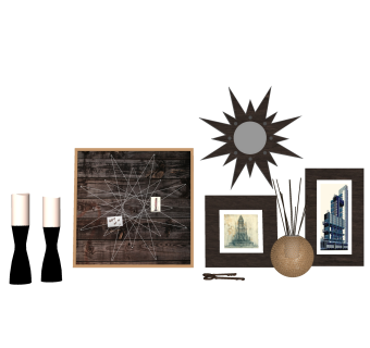 装饰镜挂画烛台摆件草图大师模型,现代装饰品su模型下载