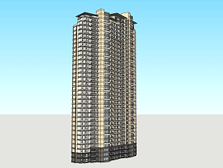 <em>新古典高层</em>公寓楼草图大师模型，公寓sketchup模型
