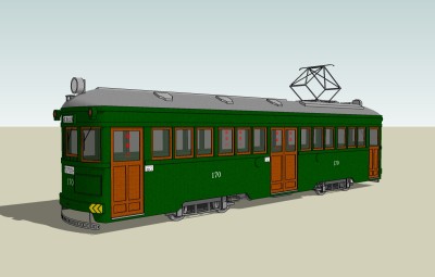 日式电车草图大师模型，电车sketchup模型