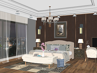 现代卧室完整模型sketchup模型免费下载
