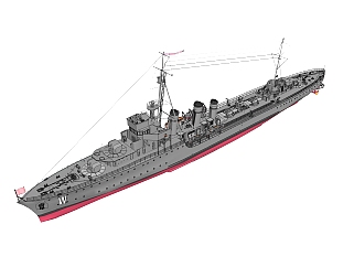 现代驱逐舰草图大师模型，驱逐舰sketchup模型下载