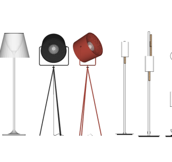 现代落地灯壁灯组合su模型下载、落地灯壁灯组合草图大师模型下载