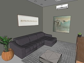 家庭影院沙发客厅SU模型，客厅草图大师模型下载