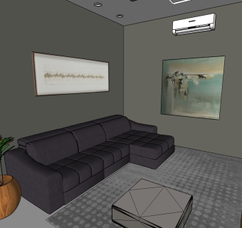 家庭影院沙发客厅SU模型，客厅草图大师模型下载