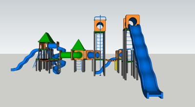 现代儿童滑梯草图大师模型，滑梯sketchup模型