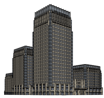 欧式高层办公楼草图大师模型，高层办公楼sketchup模型免费下载