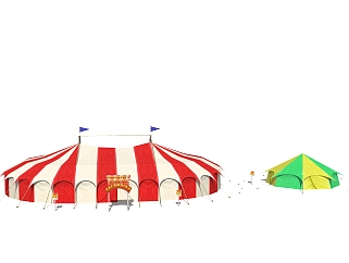 现代简约游乐园帐篷草图大师模型，帐篷sketchup模型下载