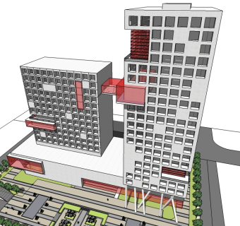 现代写字楼免费su模型、办公楼su模型