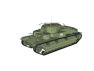 苏联T-28中型<em>坦克</em>草图大师<em>模型</em>，sketchup<em>模型</em>