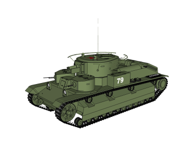 苏联T-28中型坦克草图大师模型，sketchup模型