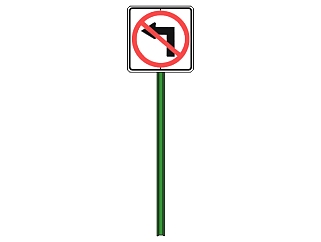 现代禁止左转道路交通标志牌su模型下载、禁止左转道路交通标志牌草图大师模型下载
