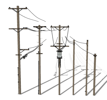 电线杆skp文件下载，电线杆SU模型
