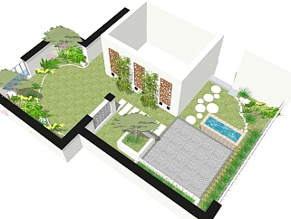 <em>中式</em>屋顶花园草图大师模型，屋顶花园sketch模型下载