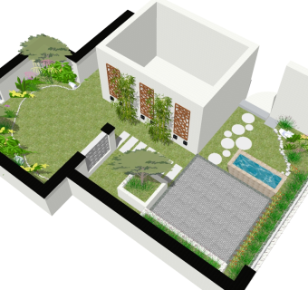 中式屋顶花园草图大师模型，屋顶花园sketch模型下载