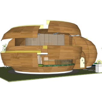 现代独栋别墅草图大师模型下载，别墅外观sketchup模型分享