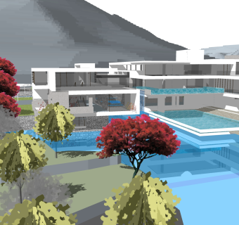 休闲度假中式别墅草图大师模型，别墅sketchup模型