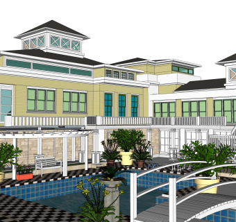 欧式度假别墅草图大师模型下载，sketchup别墅su模型分享