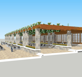 现代景观廊架草图大师模型，景观廊架sketchup模型下载