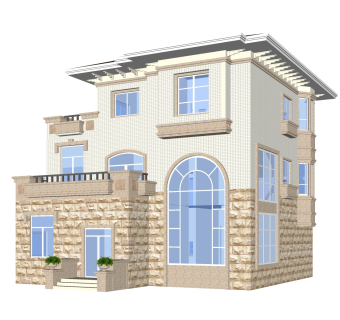 欧式独栋别墅草图大师模型，独栋别墅sketchup模型免费下载