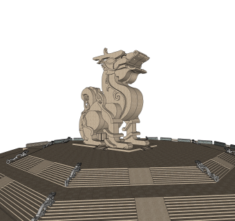 中国貔貅雕塑su模型,摆件草图大师模型下载